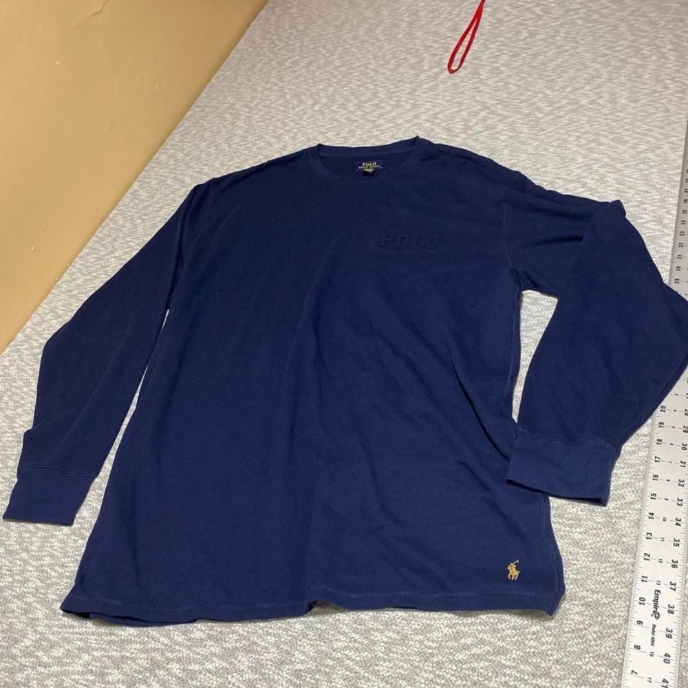 Polo Ralph Lauren blue long sleeve waffle knit shirt Size 4XL Tall. SKU-A616
